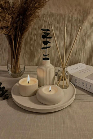 Dekoratif Tepside 5 Li Set Vazo Vanilya Kokulu Mum