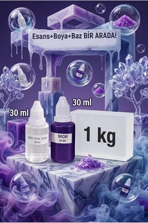 Blue Soap Esanslı Mor Renkli Şeffaf Sabun Bazı 500 g El Yapımı Sabun Hammaddesi