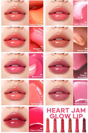 Yoğun Nemlendirici, Parlak Bitişli Balm Peripera Heart Jam Glow Lip (3 Grapefruit Crush)