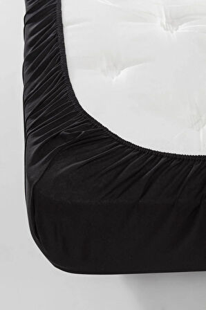 Siyah Kumaş Tek Kişilik Lastikli Çarşaf Takımı