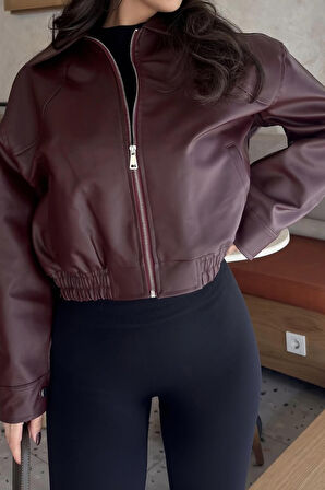 Prifaldi Paris Oversize Bomber Deri Ceket Bordo