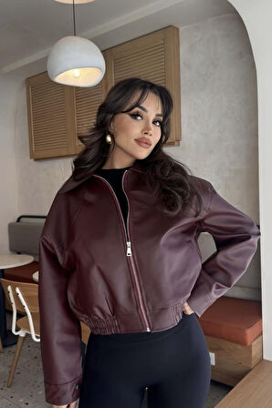 Prifaldi Paris Oversize Bomber Deri Ceket Bordo