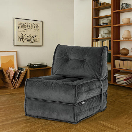 Mocca Tek Kişiliik Katlanır Yatak Uzanma Koltuğu-Antrasit
