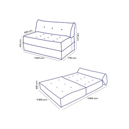 Mocca Çift Kişilik Katlanır Yatak Uzanma Koltuğu - Bej