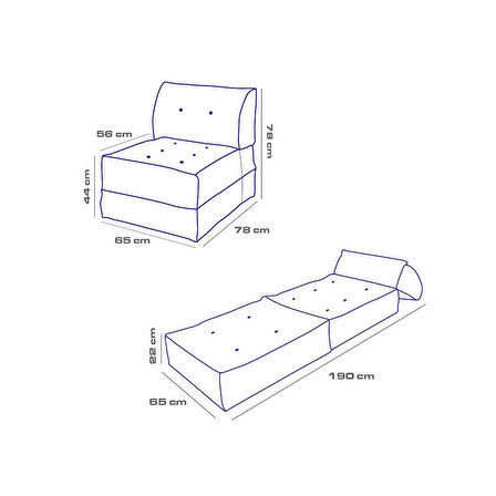 Mocca Tek Kişilik Katlanır Yatak Uzanma Koltuğu-Bej