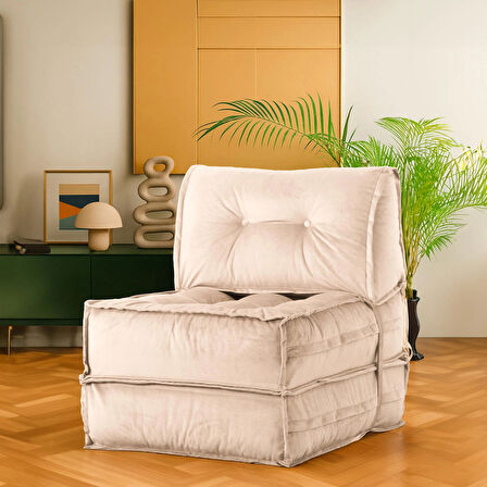 Mocca Tek Kişilik Katlanır Yatak Uzanma Koltuğu-Bej