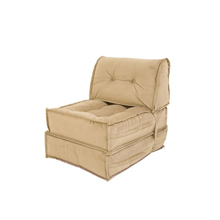 Mocca Tek Kişilik Katlanır Yatak Uzanma Koltuğu-Bej