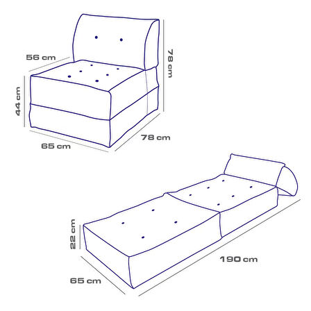 Mocca Tek Kişilik Katlanır Yatak Uzanma Koltuğu - Petrol Yeşili