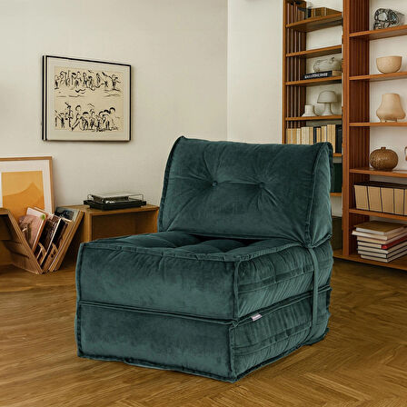 Mocca Tek Kişilik Katlanır Yatak Uzanma Koltuğu - Petrol Yeşili