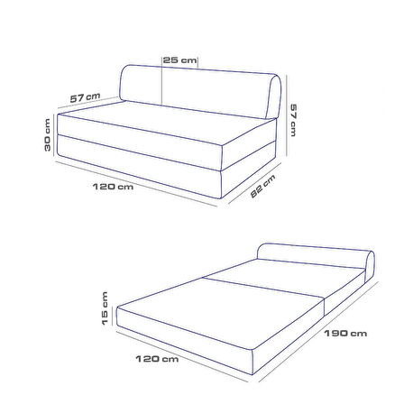 Magic Katlanır Yataklı Koltuk Açık Gri Çift Kişilik
