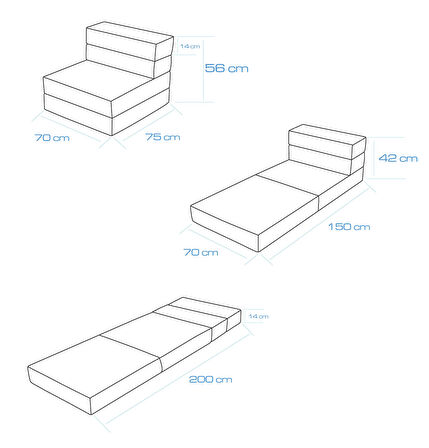 Valeria Katlanır Yatak Olabilen Koltuk Tek Kişilik