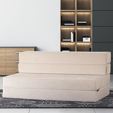 Valeria Çift Kişilik Kadife Katlanır Yatak Olabilen Koltuk Çift Kişilik - 125x200 Cm