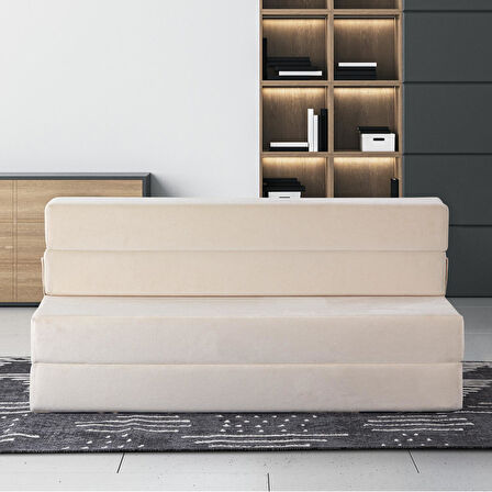 Valeria Çift Kişilik Kadife Katlanır Yatak Olabilen Koltuk Çift Kişilik - 125x200 Cm