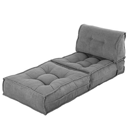 Homedius Mocca Fitilli Kadife Tek Kişilik Katlanır Yatak Olabilen Koltuk-Gri