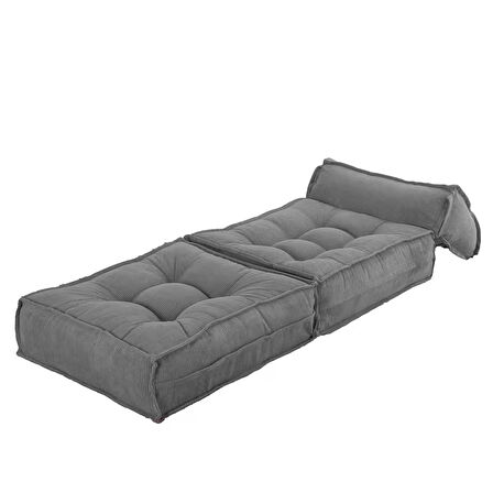 Homedius Mocca Fitilli Kadife Tek Kişilik Katlanır Yatak Olabilen Koltuk-Gri