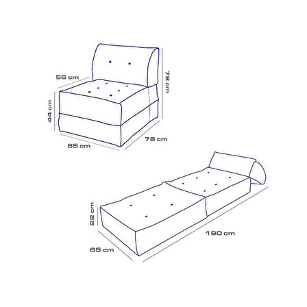 Homedius Mocca Keten Tek Kişilik Katlanır Yatak Katlanır Koltuk