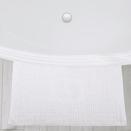 Homedius Banyo Kareli Ayak Desenli Pamuk Ayak Havlusu 50x70cm
