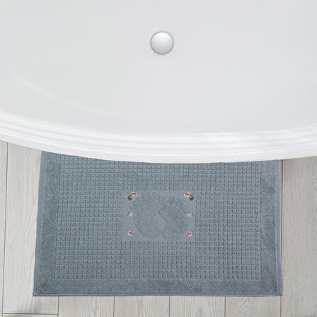 Homedius Banyo Çiçekli Pamuklu Ayak Havlusu 50x70cm 