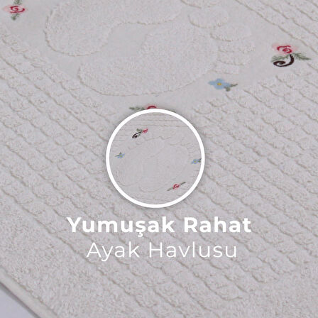 Homedius Banyo Çiçekli Pamuklu Ayak Havlusu 50x70cm 