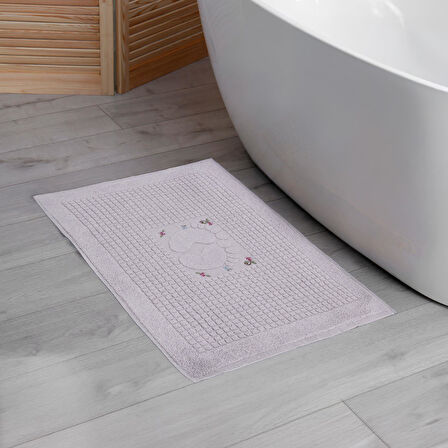 Homedius Banyo Çiçekli Pamuklu Ayak Havlusu 50x70cm 