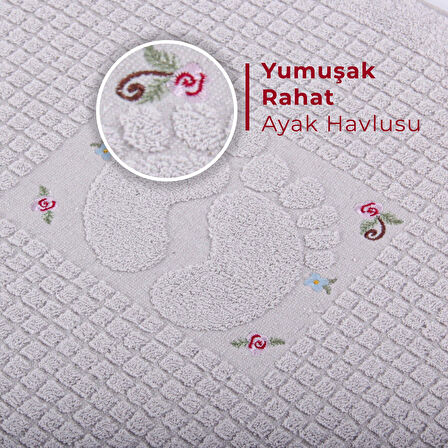 Homedius Banyo Çiçekli Pamuklu Ayak Havlusu 50x70cm 