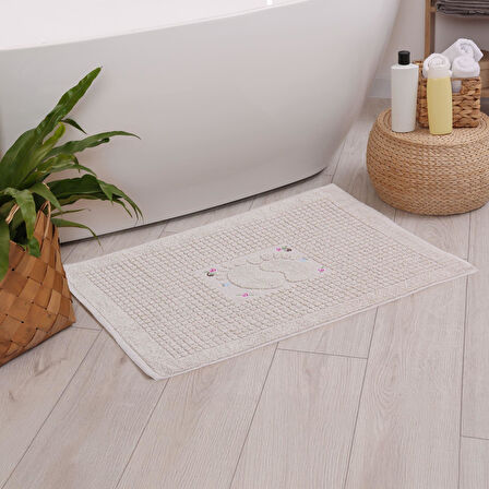 Homedius Banyo Çiçekli Pamuklu Ayak Havlusu 50x70cm 
