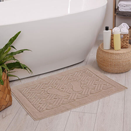 Homedius Banyo Zikzak Desenli Ultra Kalın Pamuk Ayak Havlusu 50x70 cm