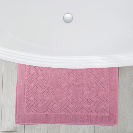 Homedius Banyo Zikzak Desenli Ultra Kalın Pamuk Pembe 2'li Ayak Havlusu 50x70 cm
