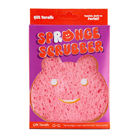 Everklean Spronge Scrubber Ayıcık Figürlü Çift Yüzeyli Bulaşık Süngeri Temizlik Süngeri 