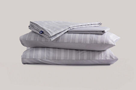 Sleeptown Keten Görünümlü Armürlü Pamuk Nevresim Takımı Gri-Bej / 160x220 Tek Kişilik-200x220 Çift Kişilik