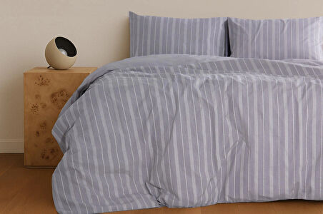 Sleeptown Keten Görünümlü Armürlü Pamuk Nevresim Takımı Gri-Bej / 160x220 Tek Kişilik-200x220 Çift Kişilik