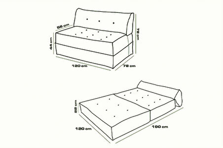Sleeptown Mocca Çift Kişilik Katlanır Yataklı Kanepe Koltuk