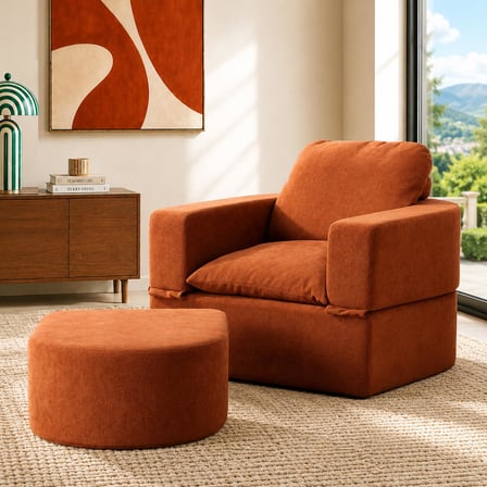Homedius Sofa Bed Katlanır Yatak Olabilen Berjer Koltuk Puf Seti