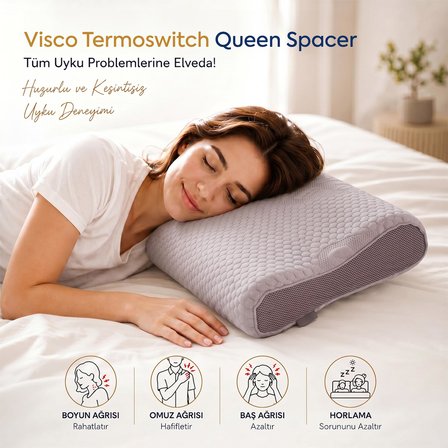 Homedius Visco Queen Spacer ThermoSwitch Boyun Destekli Ortopedik Visco Yastık 50x40 cm