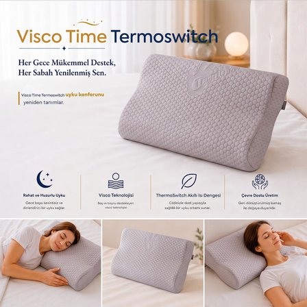 Homedius Visco Time ThermoSwitch Boyun Destekli Ortopedik Visco Yastık 50x32 cm