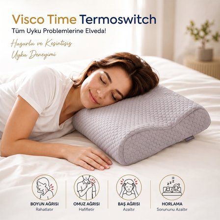 Homedius Visco Time ThermoSwitch Boyun Destekli Ortopedik Visco Yastık 50x32 cm
