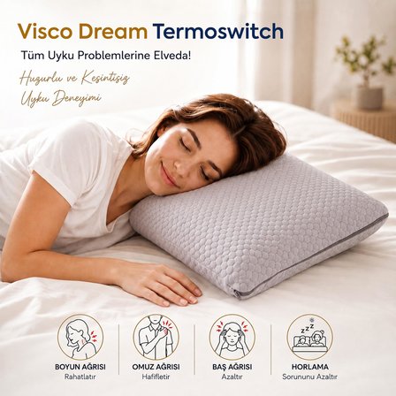 Homedius Visco Dream TermoSwitch Boyun Destekli Ortopedik Visco Yastık 59x39 cm