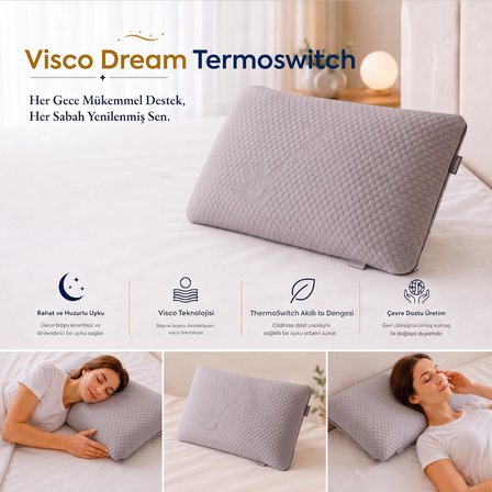 Homedius Visco Dream TermoSwitch Boyun Destekli Ortopedik Visco Yastık 59x39 cm