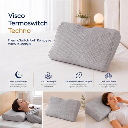 Homedius Visco Termoswitch Techno Boyun Destekli Premium Visco Yastık 54x30 cm
