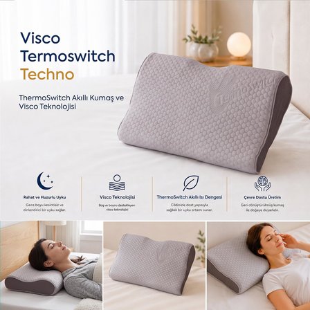 Homedius Visco Termoswitch Techno Boyun Destekli Premium Visco Yastık 54x30 cm