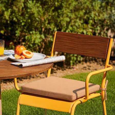 Homedius Sandalye Oturum Minderi Renkli 40x40x4 Bağcıklı Çıkarılabilir Kılıflı Çökme Yapmaz Koyu Bej 2'li