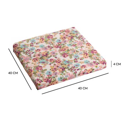 Homedius Sandalye Oturum Minderi Çiçekli 40x40x4 Bağcıklı Çıkarılabilir Kılıflı Çökme Yapmaz Pembe 2'li
