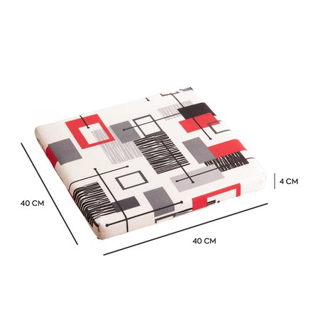 Homedius Sandalye Oturum Minderi Desenli 40x40x4 Bağcıklı Çıkarılabilir Kılıflı Çökme Yapmaz Siyah 2'li