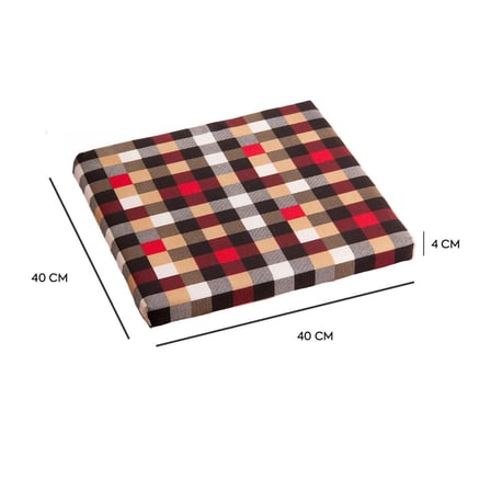 Homedius Sandalye Oturum Minderi Desenli 40x40x4 Bağcıklı Çıkarılabilir Kılıflı Su İtici Kırmızı 4'lü