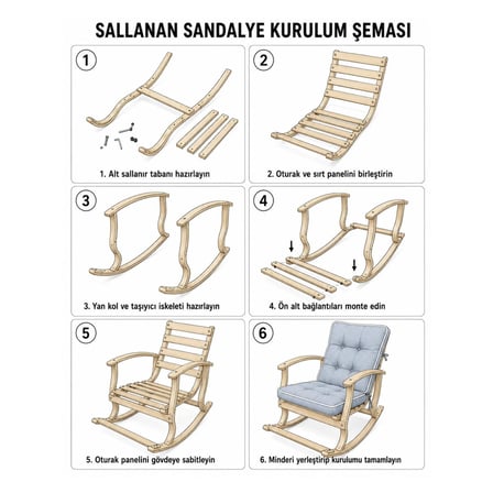 Homedius Sally Minderli Ahşap Sallanan Sandalye Cepli TV Koltuğu