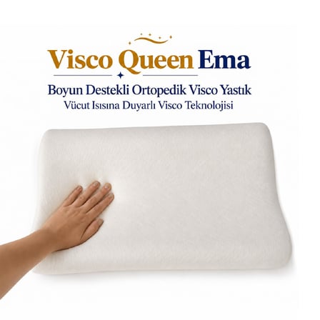 Homedius Visco Queen Ema Boyun Destekli Ortopedik Visco Yastık 55x35x12 cm