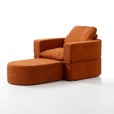 Homedius Sofa Bed Katlanır Yatak Olabilen Berjer Koltuk Puf Seti