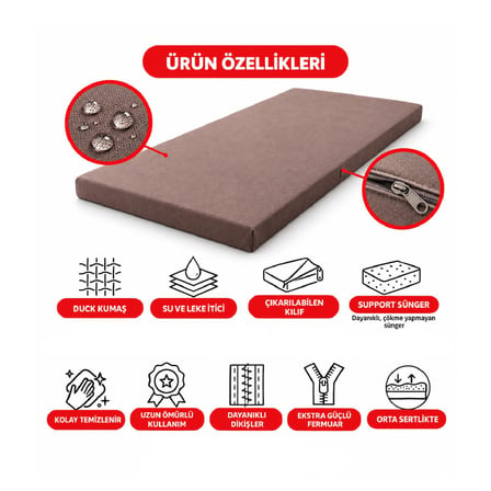 Homedius Kılıflı Katlanabilir Taşınabilir Kamp Çadır Yatağı 70x180 cm