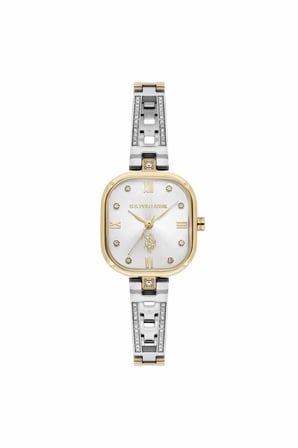 USPA2167-02 Quartz Çelik Gri Altın Rengi 24x30 mm Kadın Kol Saati