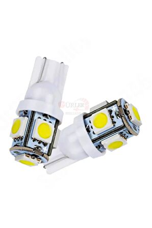 T10 Plaka Ledi Dipsiz Soket 5smd Led Beyaz Araç Ampulü 5 Adet